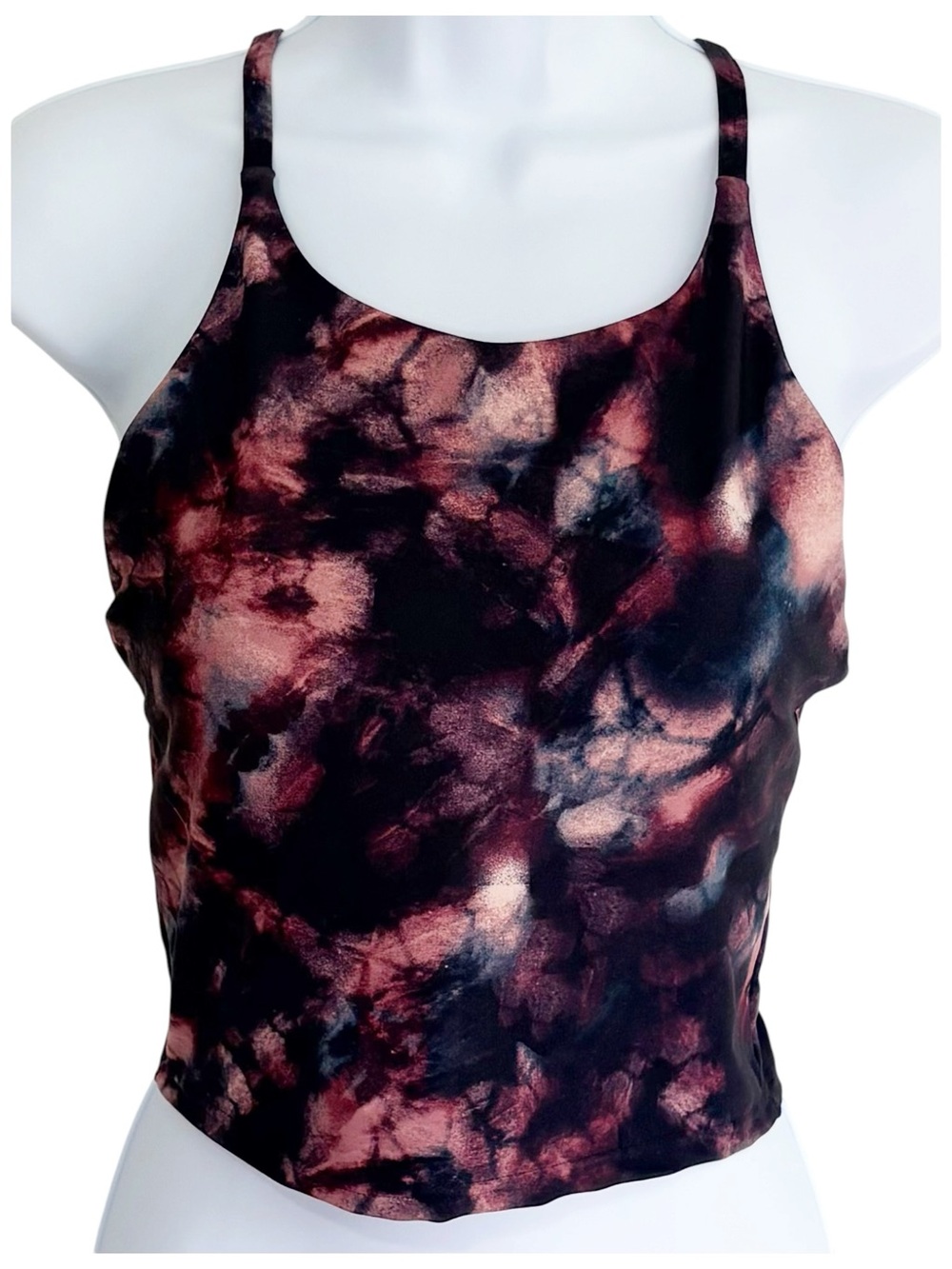 OLD NAVY ACTIVE PowerSoft Space Dye Crop Tank Built In Bra Racerback M Workout